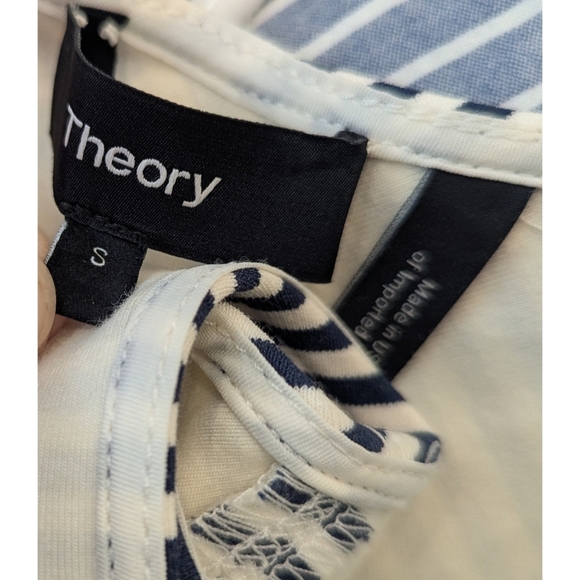 Theory Blue and White Striped Sleeveless Dress Size Small - Picture 4 of 6